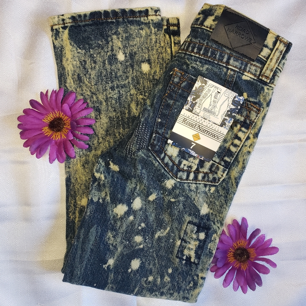 Road Narrows Boys Ripped Stoned Wash Jeans